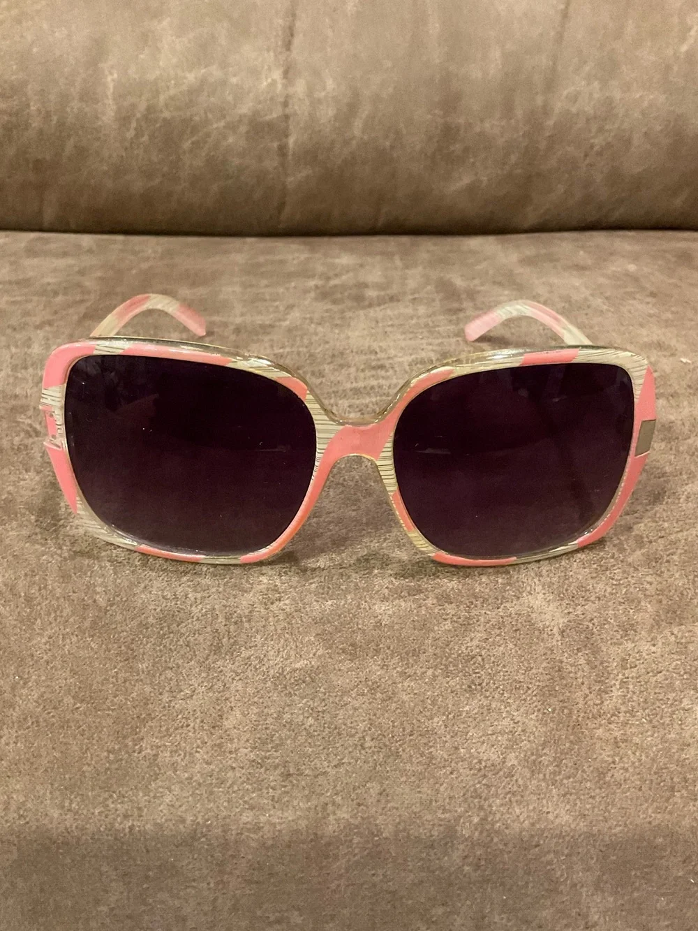 Pink Striped Oversize Sunglasses